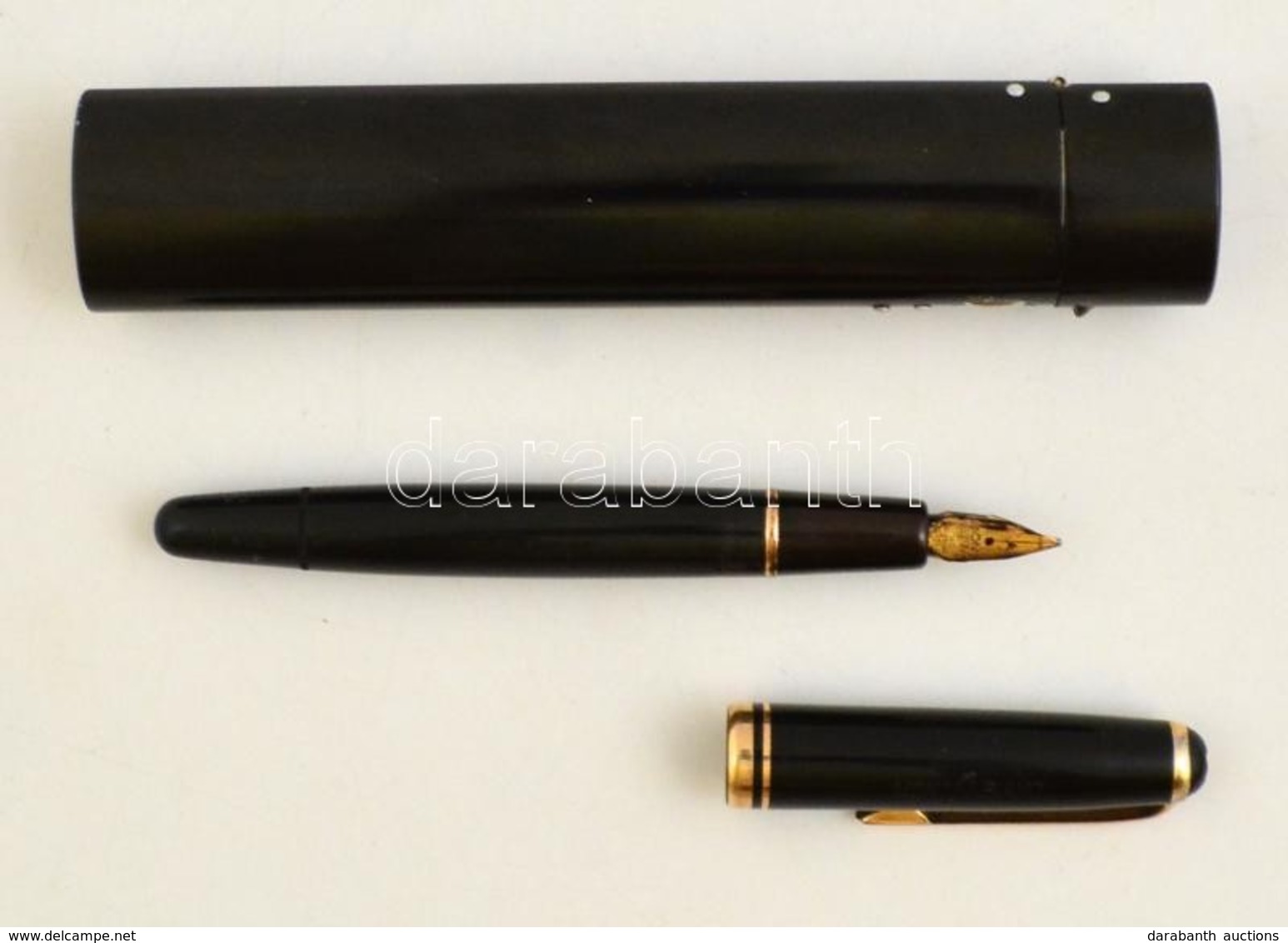 Régi Mont Blanc Töltőtoll, Arany Heggyel, Tokkal, H: 13 Cm / Vintage Fountain Pen, 13 Cm - Other & Unclassified