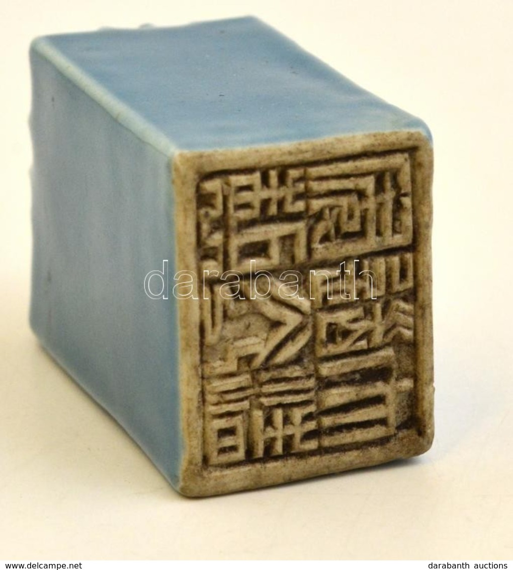 Kínai Pecsétnyomó, Mázas Porcelán. Virágdísszel. / Chinese Seal Maker. Porcelain  5 Cm - Other & Unclassified