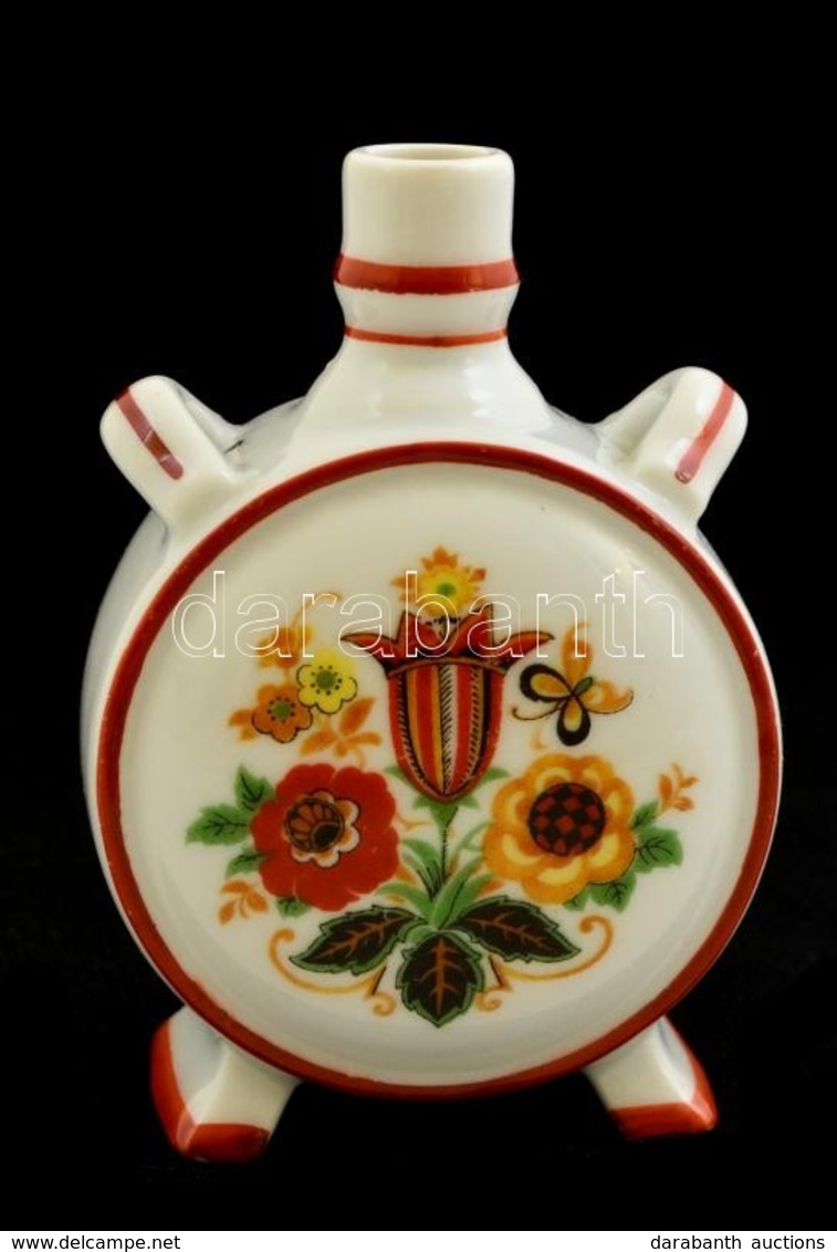 Zsolnay Porcelán Kulacs, Matricás, Hibátlan, Jelzett, M: 13 Cm - Other & Unclassified