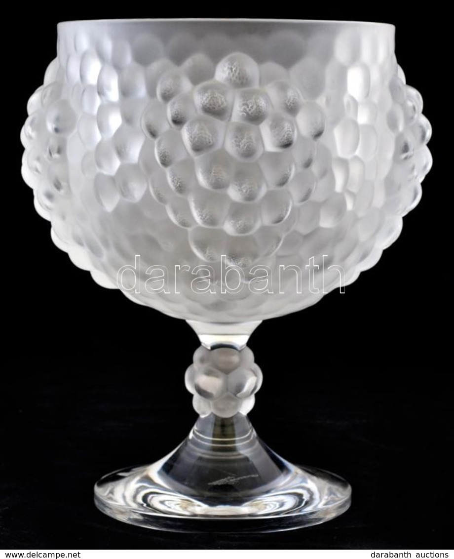 Lalique Puncsos Talpas Kehely, Formába öntött, Csiszolt és Maratott Kristályüveg, Jelzett (Lalique France), XX. Század M - Glas & Kristal