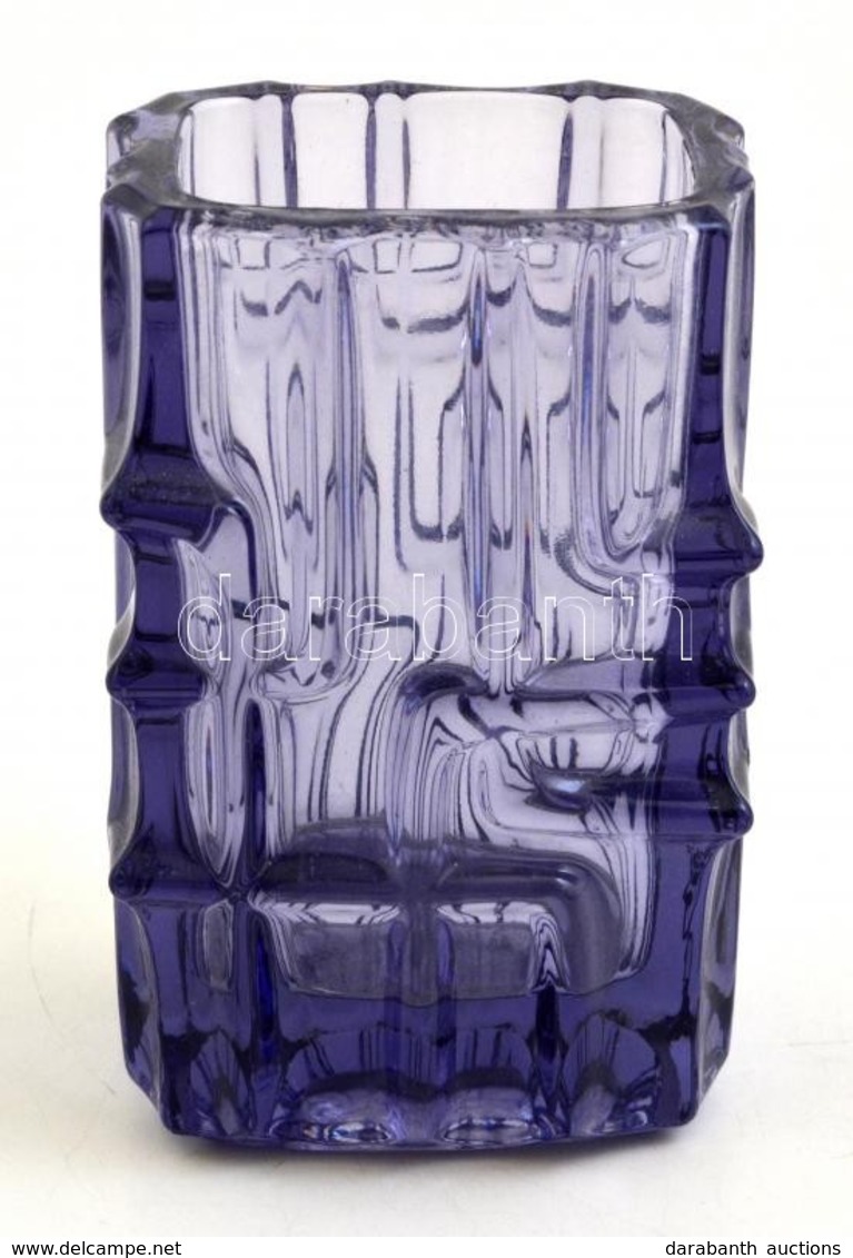 Vladislav Urban Lila üveg Váza, Jelzés Nélkül Alján Apró Lepattanással, M: 14 Cm - Glass & Crystal