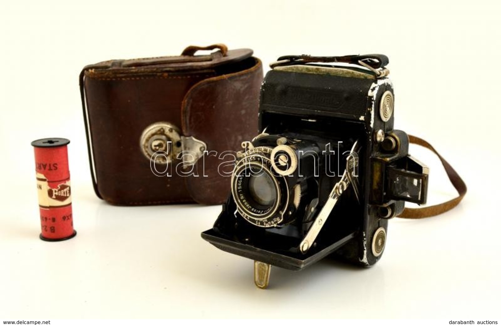 Cca 1934 Zeiss Ikon Super Ikonta 530 Fényképezőgép Carl Zeiss Tessar 1:3,5 F=7 Cm Objektívvel, Eredeti Bőr Tokjában, Kis - Fototoestellen