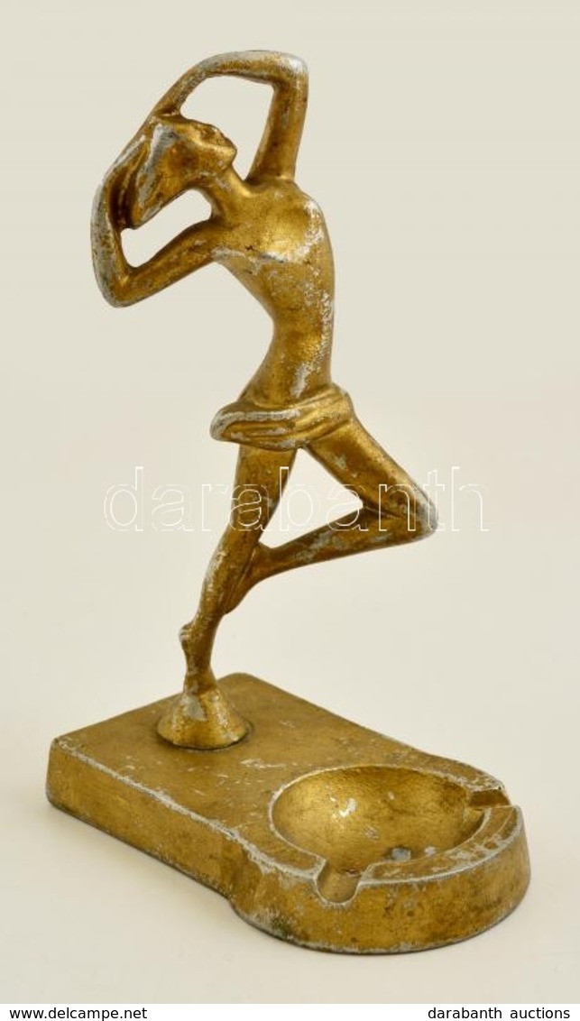 Fém Hamutartó, Art Deco Stílusú Táncosnő Figurával, Kopott Festéssel, M: 22 Cm - Other & Unclassified