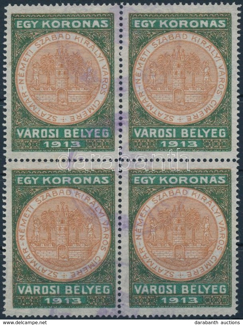 1913 Szatmárnémeti Városi Illetékbélyeg 1K 4-es Tömbben (80.000) - Zonder Classificatie
