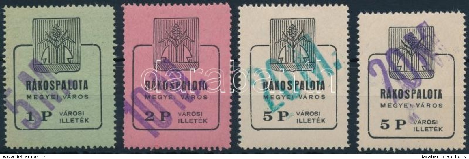 1946 Rákospalota Városi Illetékbélyeg 50M/1P, 10M/2P, 20M/5P, 20M/5P Ferde Felülnyomással (34.000) - Unclassified