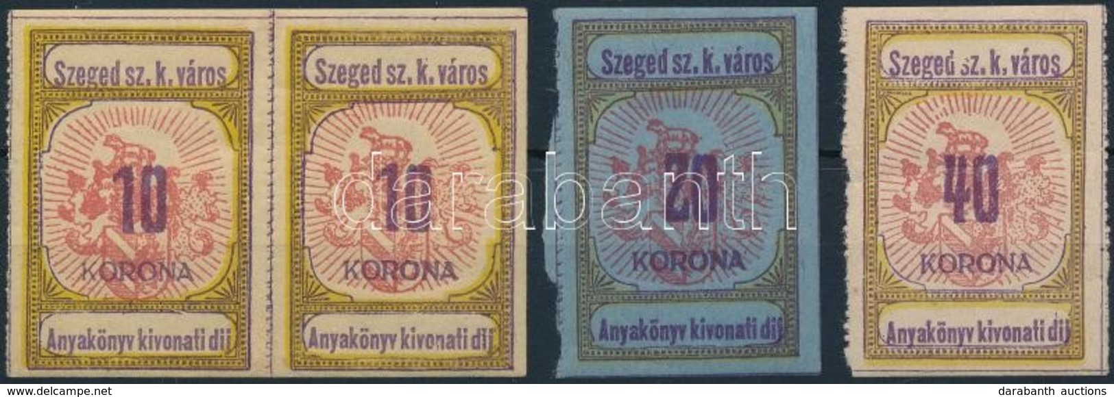 1920 Szeged Városi Anyakönyvi Kivonati Díj Füzetbélyeg I. Típus Sor, A 10K Párban (21.500) - Zonder Classificatie