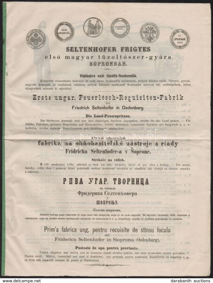Cca 1890 Seltenhofer Frigyes Tűzoltószer Gyár Képes Reklámnyomtatvány Magyar és Más Nyelveken  8 P. 26x34 Cm - Zonder Classificatie