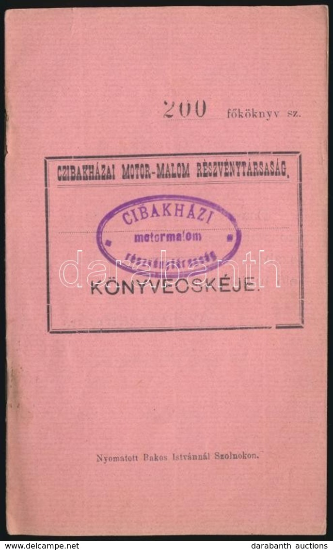 1911 'Czibakházai Motor-Malom Részvénytársaság Könyvecskéje' Részvényjegyek 20K-ról, Kitöltött, Sorszámozott - Zonder Classificatie