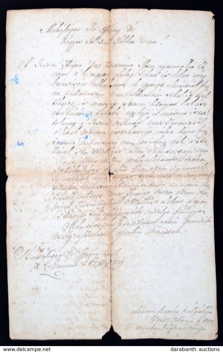 1829 Kézzel írt Levél Kisszántói Lányi Imre (1776-1858), Ung Vármegye Főispánja Részére, Melyben Egy Vitás Családi ügybe - Zonder Classificatie