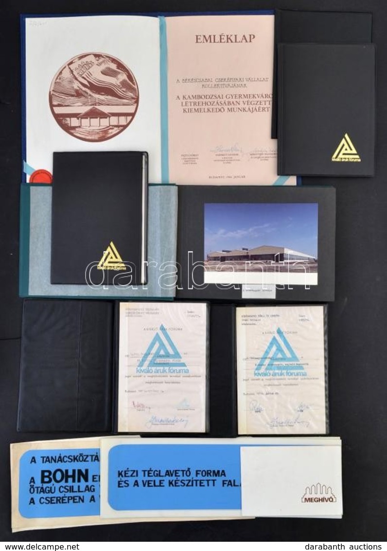1974-1984 Békéscsabai Tégla- és Cserépipari Vállalat Különféle Papírjai, Kambodzsai Gyerekváros Emléklap, Kiváló áruk Fó - Zonder Classificatie