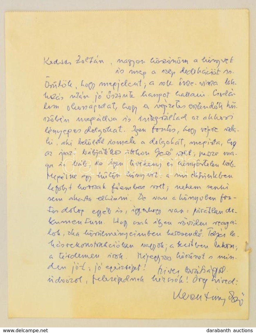 1980 Keresztury Dezső (1904-1996) író, Költő Saját Kézzel írt Levele Vas Zoltán (1903-1983) író, 56-os államminiszter Ré - Zonder Classificatie