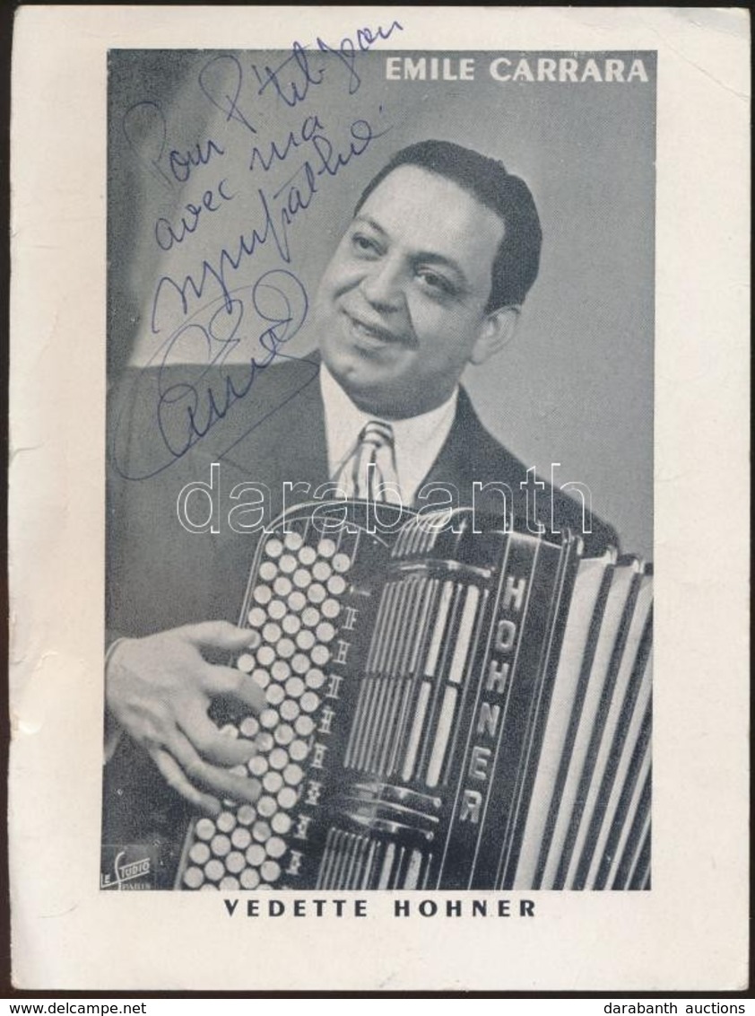 Cca 1960 Emile Carrara Olasz énekes Aláírt Fotója / Italian Singer Signed Photo - Other & Unclassified