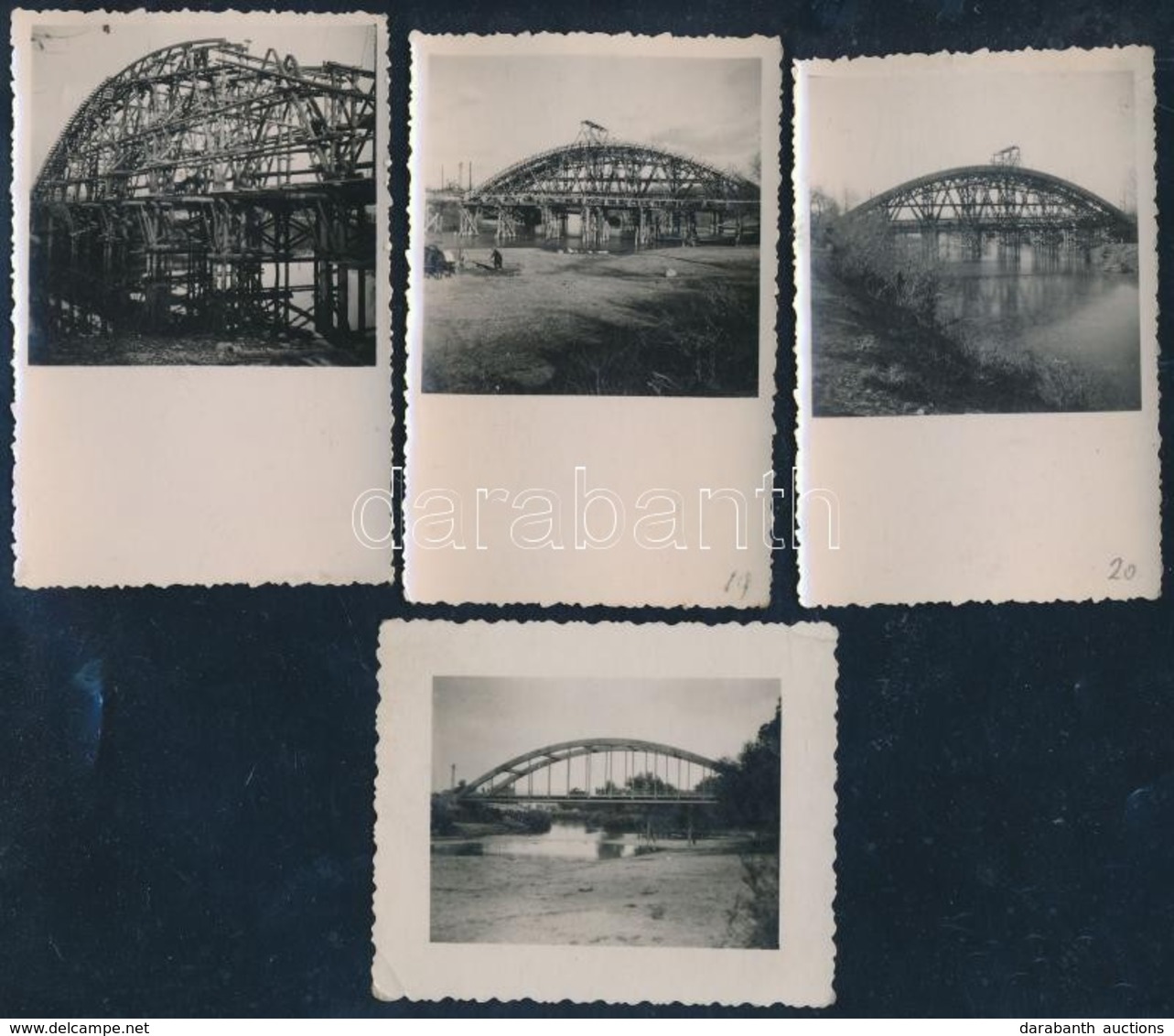 1949 Gibárt, A Hernád-híd építése, 7 Db Fotó, 6×9 Cm - Other & Unclassified