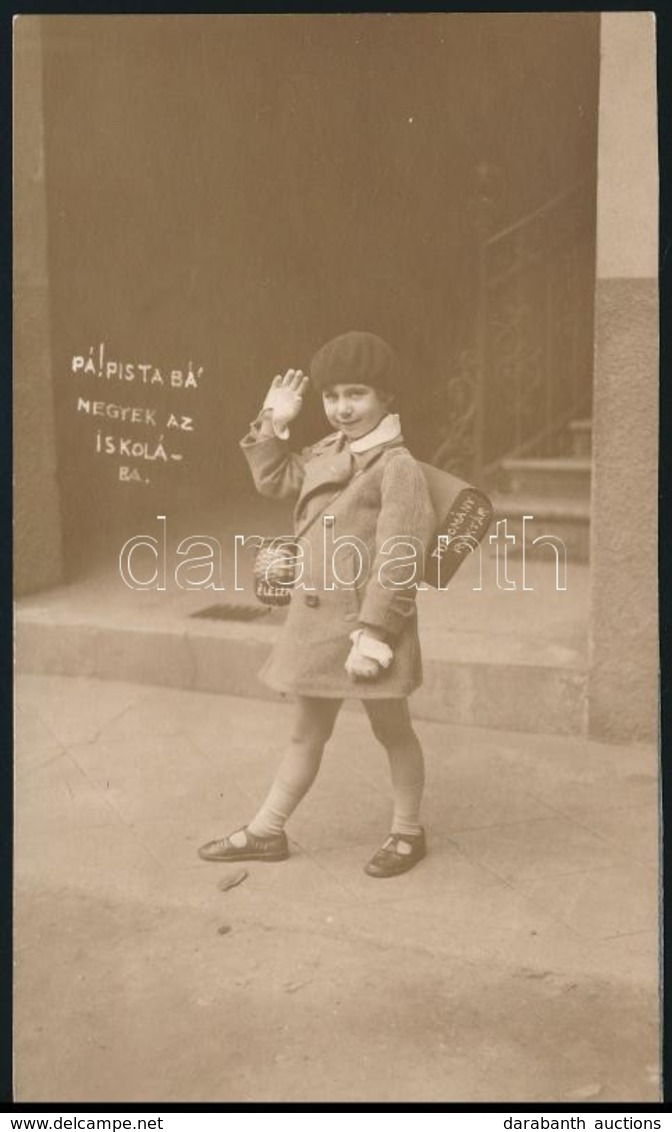 1928 Iskolás Kislány, Fotólap, 13,5x8 Cm - Other & Unclassified