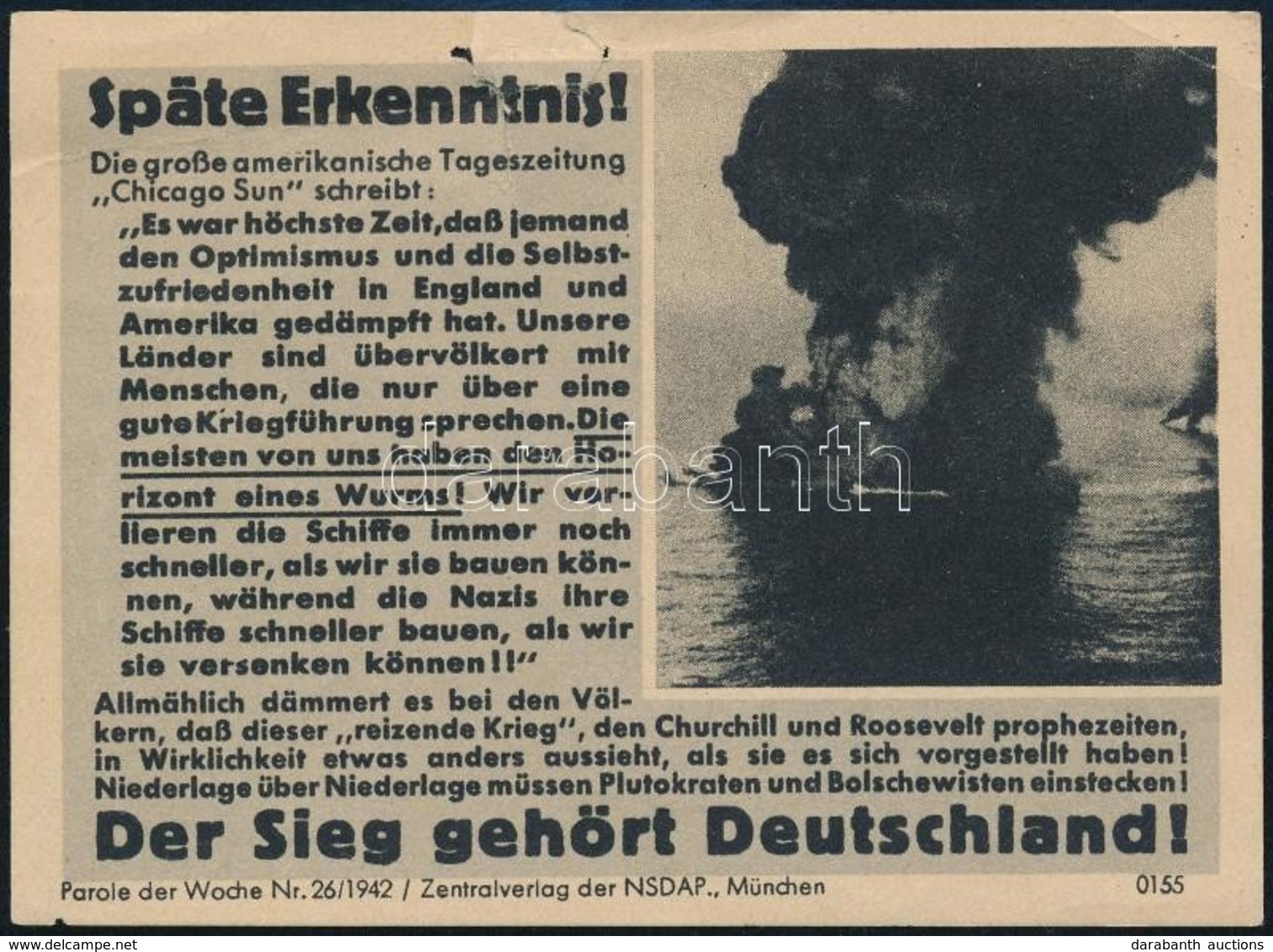 1942 Náci Propaganda Röplap / Nazi Propaganda Flyer. - Andere & Zonder Classificatie