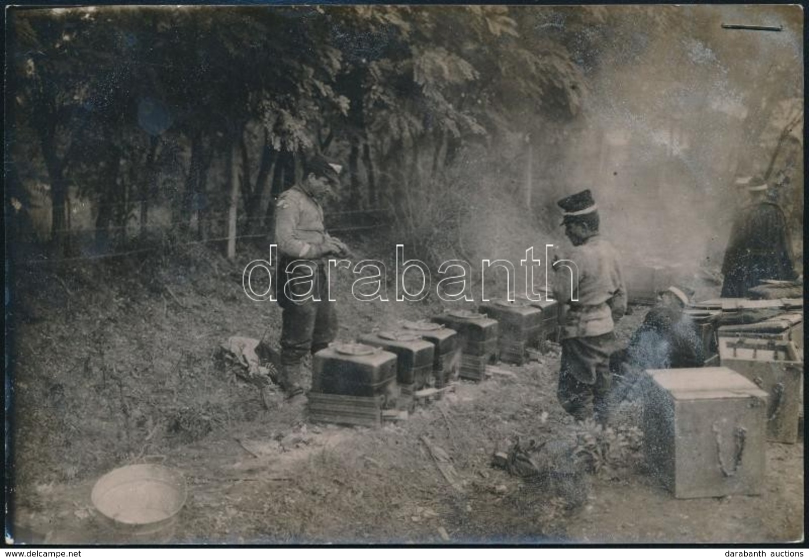 1913 A Román Hadsereg Mozgósítása. Tábori Konyha. Korabeli Sajtófotó, Hozzátűzött Szöveggel / 1913 The Romanian Army. Fi - Andere & Zonder Classificatie