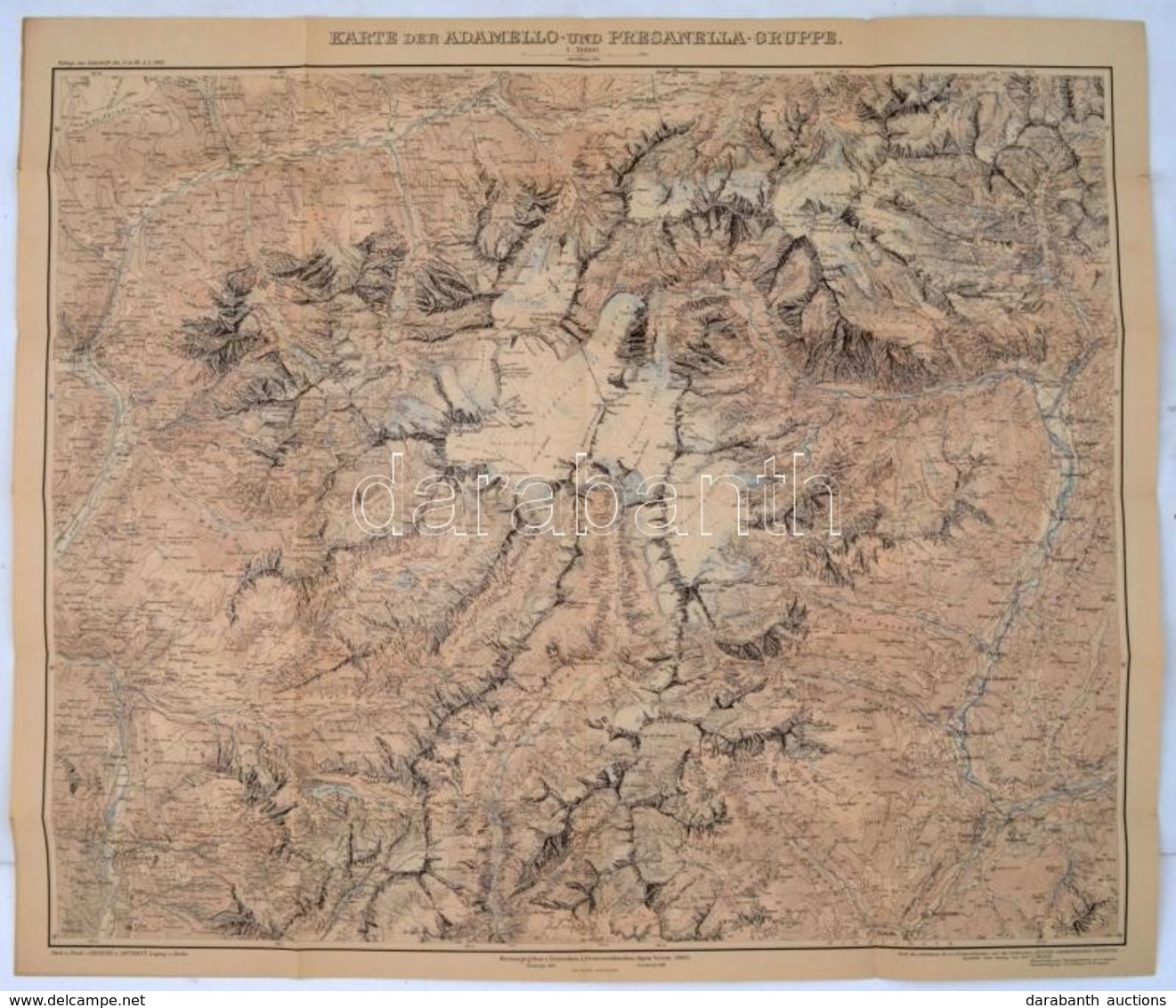 Cca 1900 Adamello és Presanella Gruppe Térképe / Italy Map Of The Adamello And Presanella Groups 60x85 Cm - Andere & Zonder Classificatie