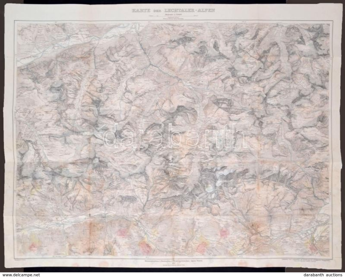 1911 A Lechtaler Alpok Térképe / 1911 Large Map Of The Lechtaler Alps 90x70 Cm - Andere & Zonder Classificatie