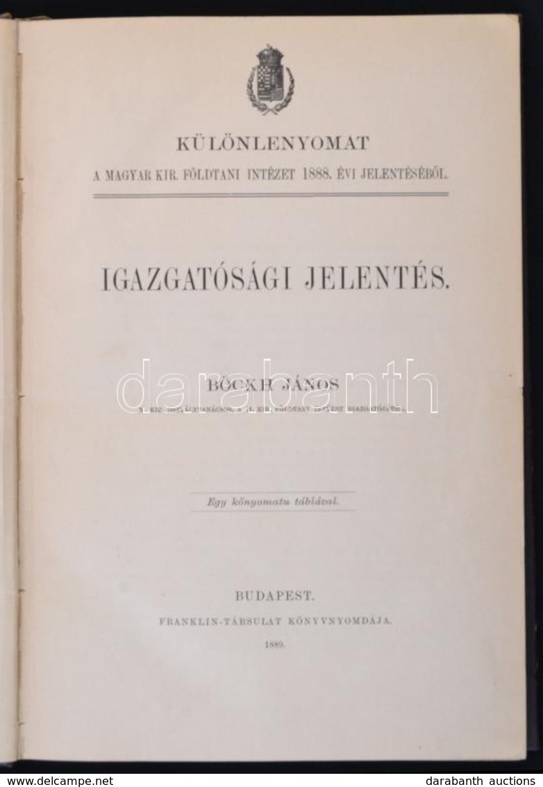 1889-1894 Böckh János: Igazgatósági Jelentés. Különlenyomat A Magyar Kir. Földtani Intézet 1888.-1893. évi Jelentéséből. - Unclassified