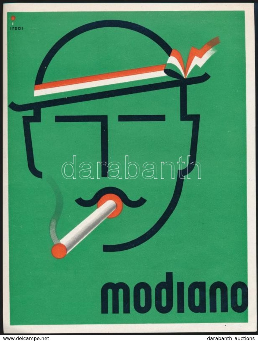 1934 Irsai István (1896-1968): Modiano Cigaretta Reklám Kisplakát, 22x17 Cm - Andere & Zonder Classificatie