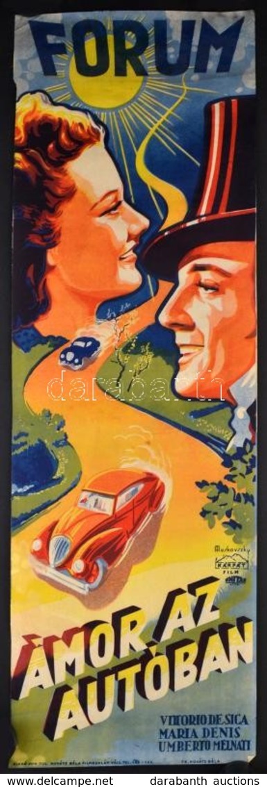 1940 Muskovszky László (1902-?): Ámor Az Autóban, Olasz Film Plakát, Főszerepben: Vittorio De Sica, Forgalmazza: Kárpát  - Other & Unclassified