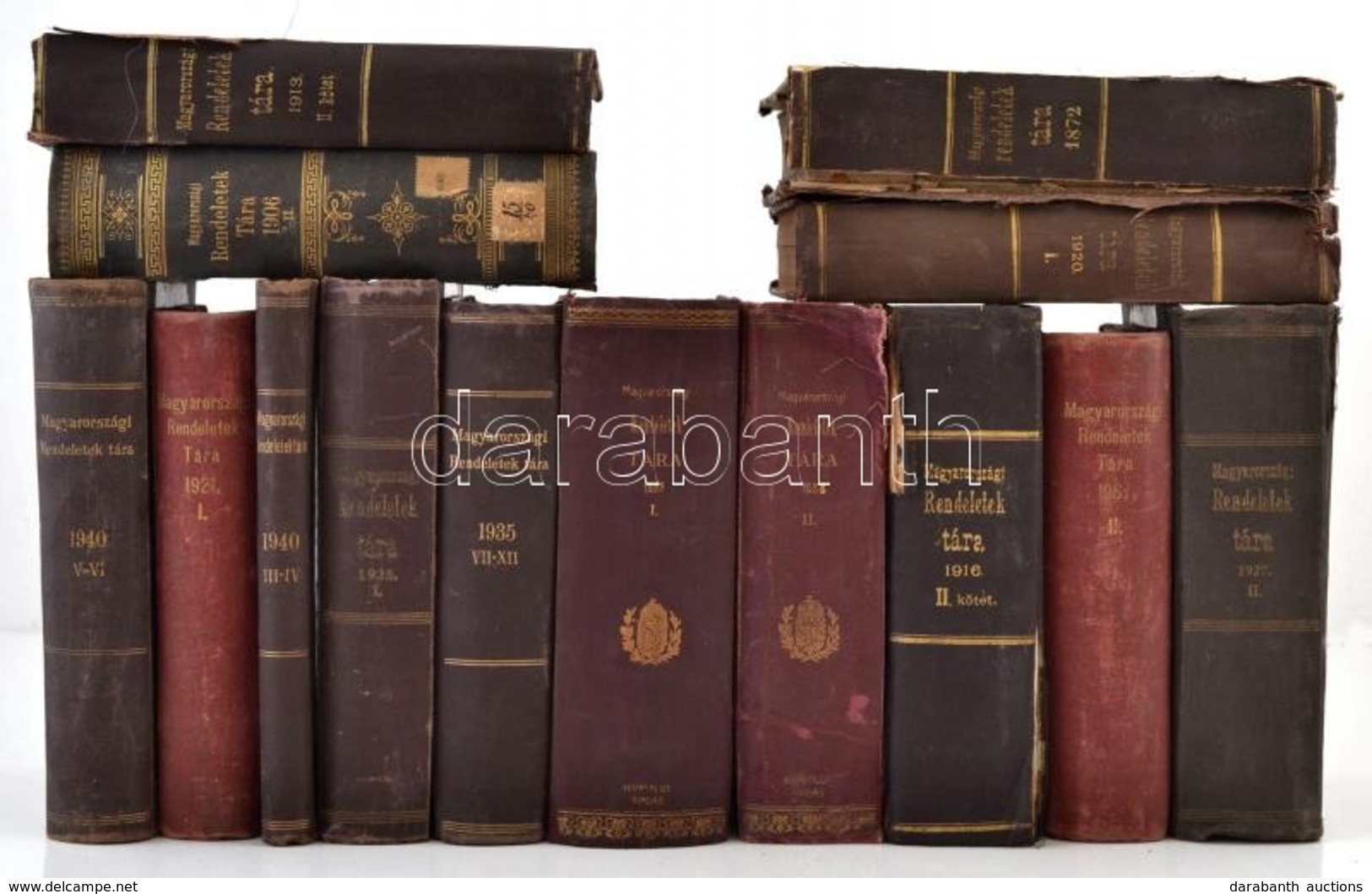 Cca 1880-1930 Rendeletek Tára. Jogszabálygyűjtemények. Összesen 14 Kötet, 14 év. Korabeli Aranyozott Félvászon Kötésben, - Zonder Classificatie