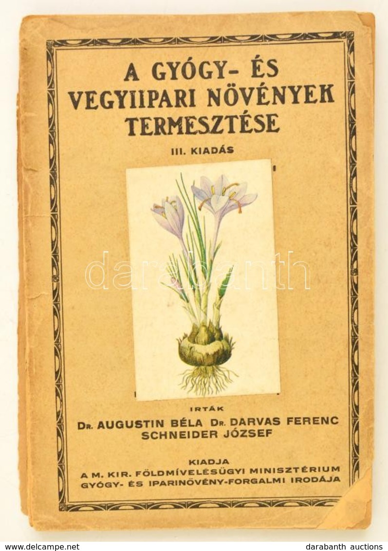 Dr. Augustin Béla, Dr. Darvas Ferenc, Schneider József: A Gyógy-, és Vegyiipari Növények Termesztése. Bp., 1922, M. Kir. - Zonder Classificatie