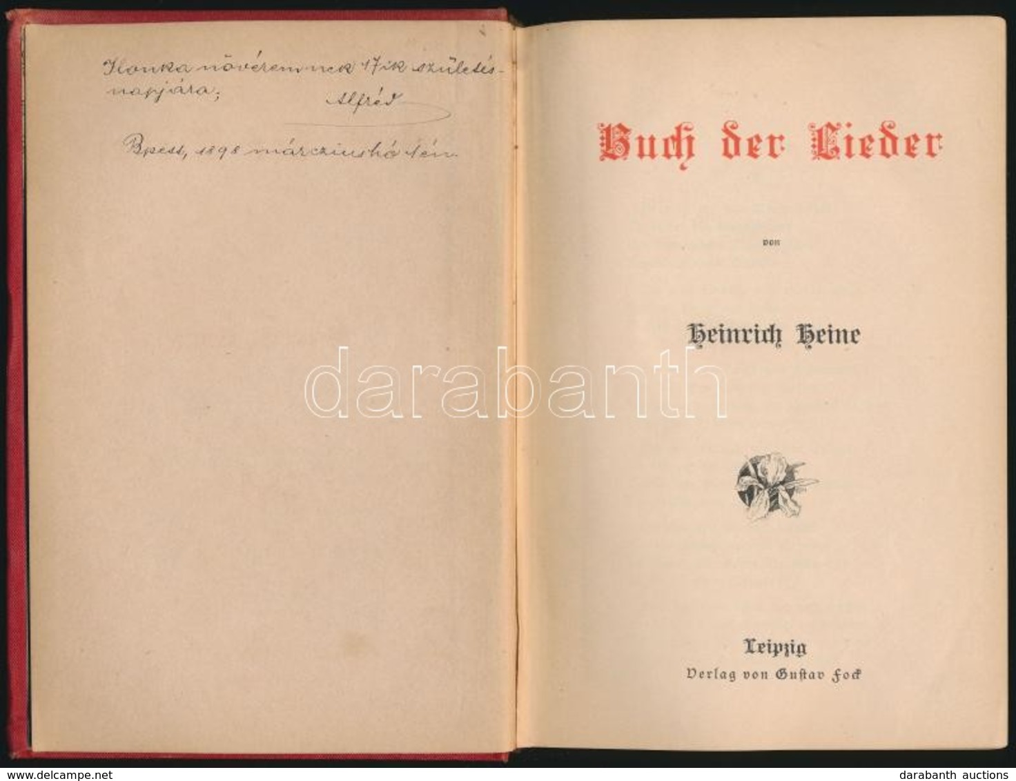 Heinrich Heine: Buch Der Lieder. Leipzig,é.n.,Gustav Fod, XII+296 P. Német Nyelven. Korabeli Illusztrált Egészvászon-köt - Zonder Classificatie