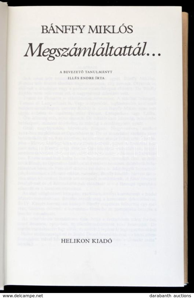 Bánffy Miklós: Megszámláltattál... Bp., 1982, Helikon. Kiadói Egészvászon-kötés, Kiadói Papír Védőborítóban, és Papírbor - Unclassified