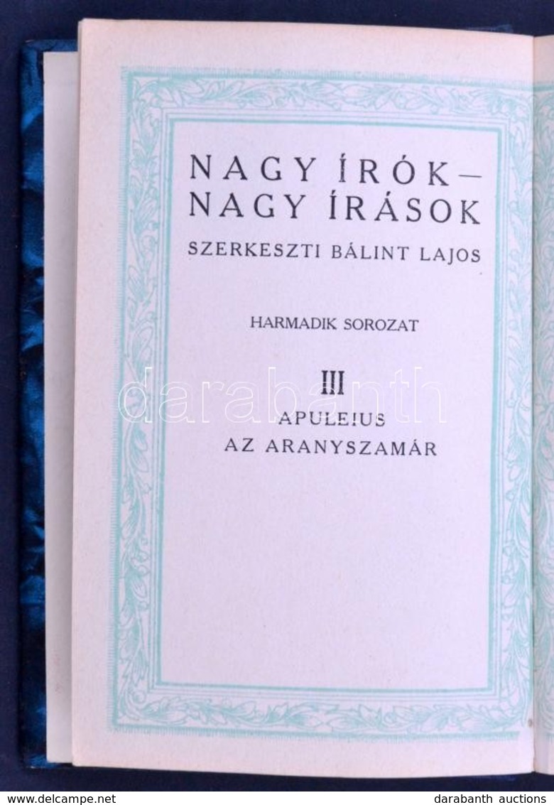 Apuleius: Az Aranyszamár. Fordította Révay József. Bp., 1924, Genius. 294 P. Korabeli  Jó állapotú Félbőrkötésben. A Kön - Unclassified