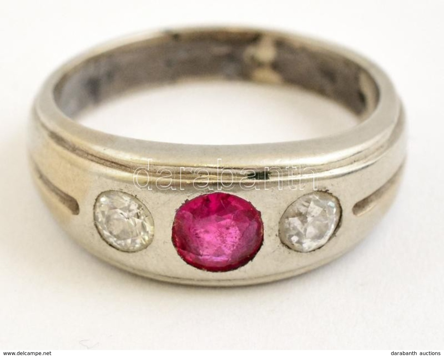 Jelzett, Mesterjegyes, Köves Ezüst Gyűrű, Sérüléssel  / Silver Ring  Size: 65,  11,2 G - Other & Unclassified