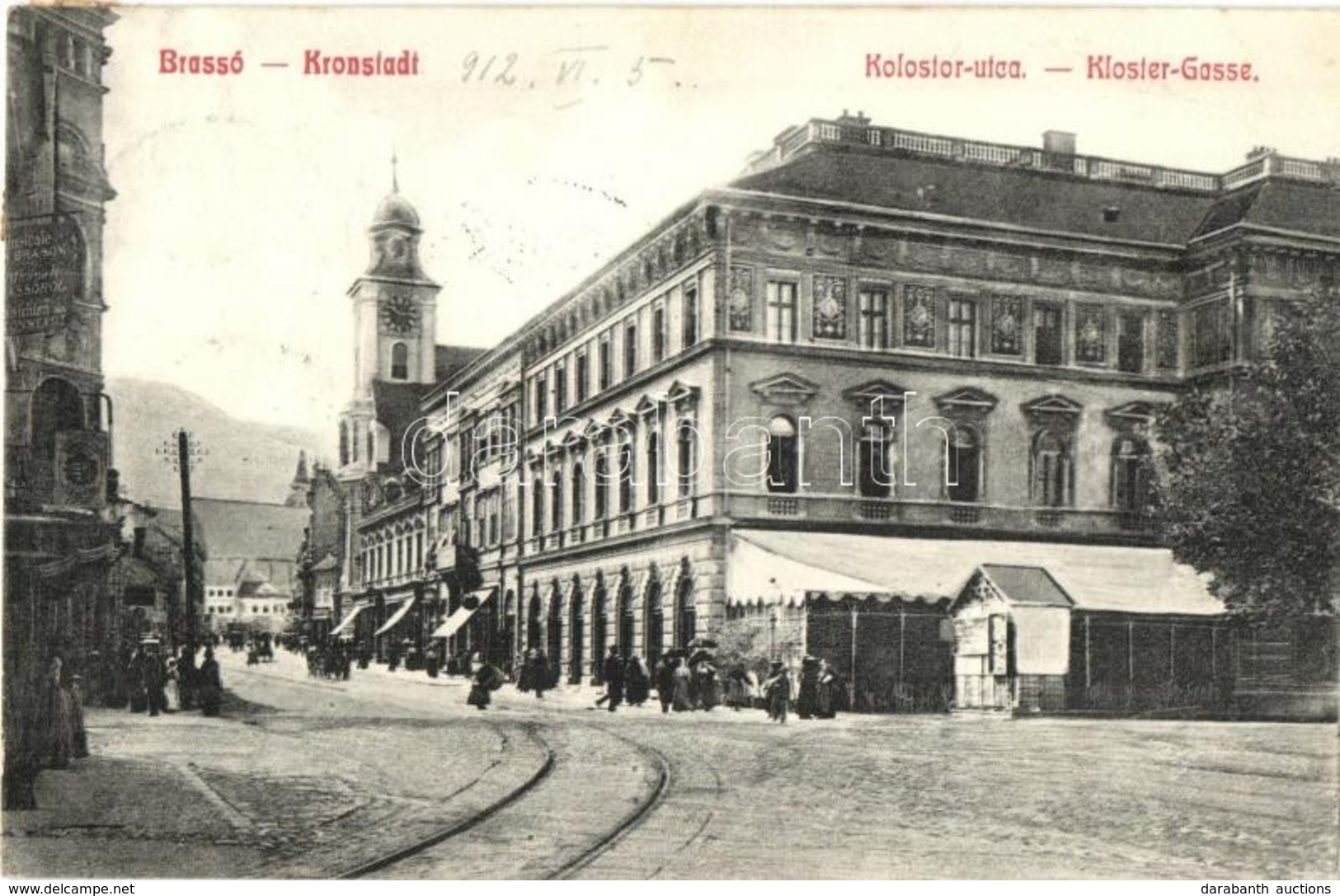 T2 Brassó, Kronstadt, Brasov; Kolostor Utca üzletekkel / Street View With Shops - Zonder Classificatie