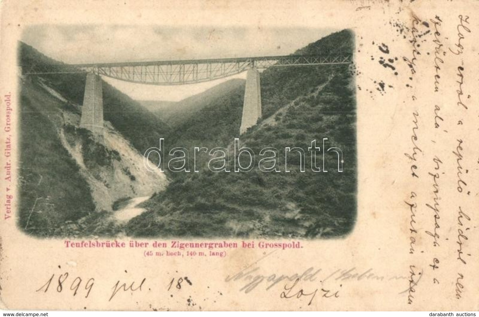 T2/T3 1899 Nagyapold, Grosspold; Ördög-vasúti Híd A Cigány-árok Felett / Railway Bridge, Viaduct - Unclassified