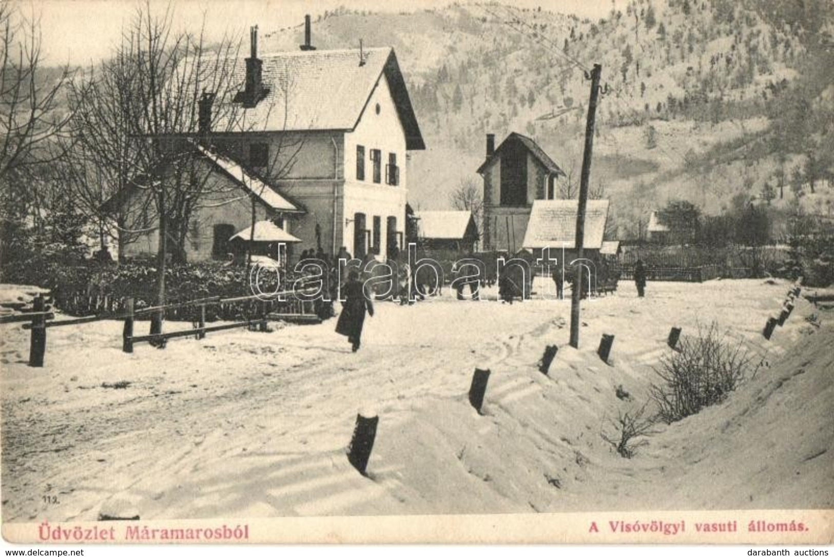 ** T2/T3 Visóvölgy, Valea Viseului (Máramaros); Vasútállomás Télen. Kaufmann Ábr. és Fiai Kiadása, Csermák M. Amateur Fe - Unclassified