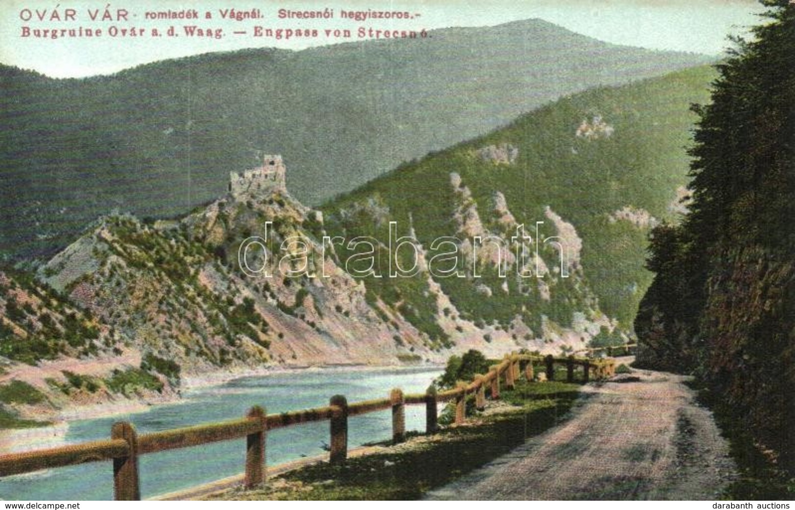 ** T2 Óváralja, Óvár, Stary Hrad; Vár Romladék A Vágnál, Sztrecsnói Hegyszoros. Feitzinger Ede No. 636. / Castle Ruins W - Unclassified