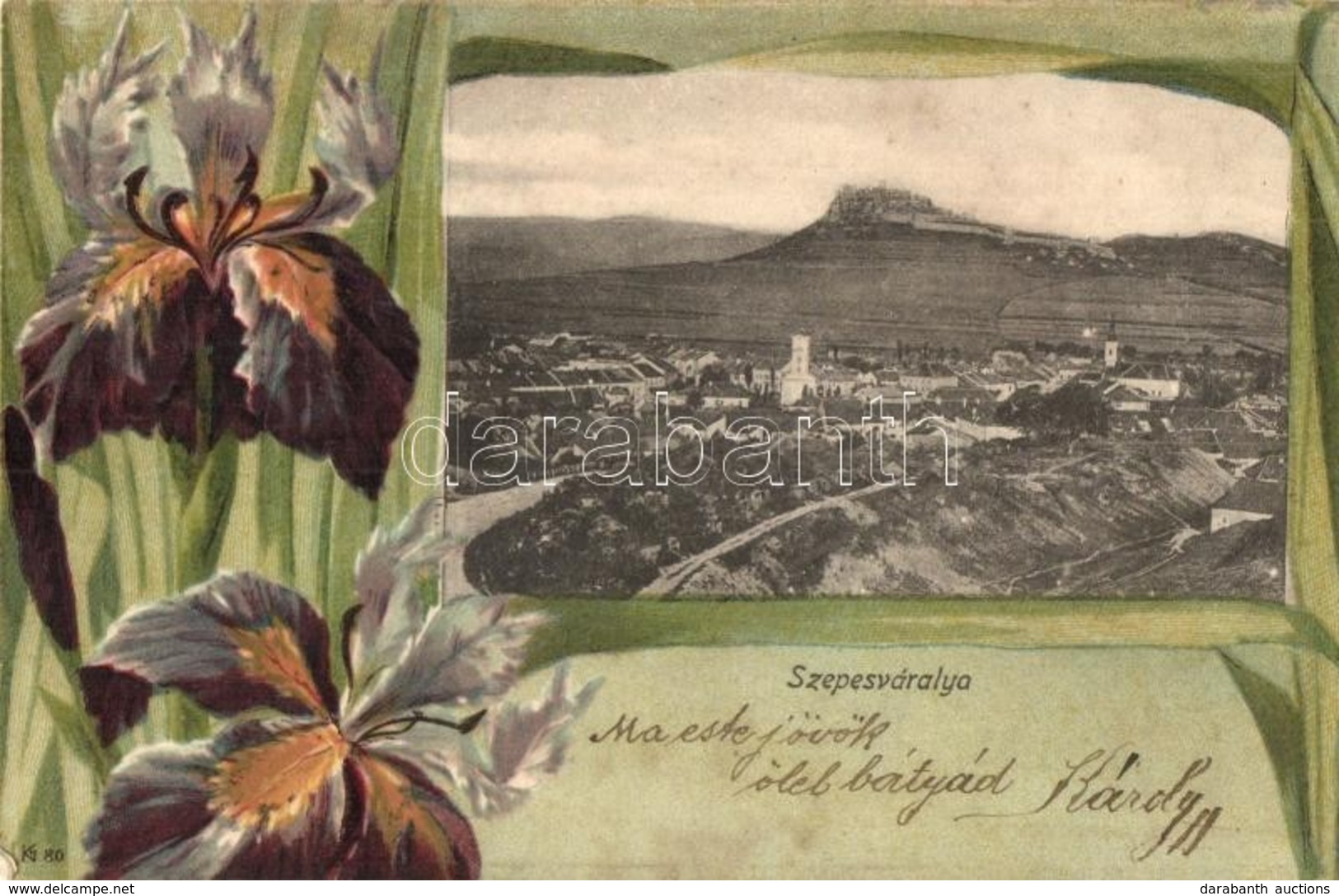 T2/T3 Szepesváralja, Spisské Podhradie; Virágos Litho Lap. Kiadja Matz G. / Castle, Floral, Litho (fl) - Unclassified