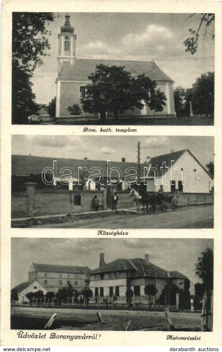 T2 Baranyavár, Branjin Vrh; Római Katolikus Templom, Községháza, Malom / Church, Town Hall, Mill - Zonder Classificatie