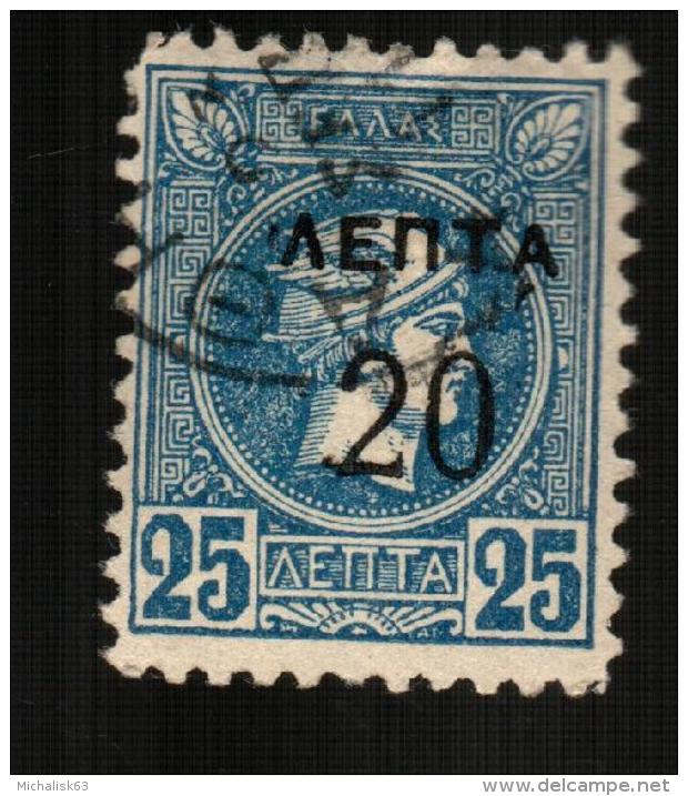 1A 384 Greece 1900-1901 "LEPTA 20" Overprint On 25 Lepta Perf 11.5  Blue (Small Hermes Head) - Used Stamps