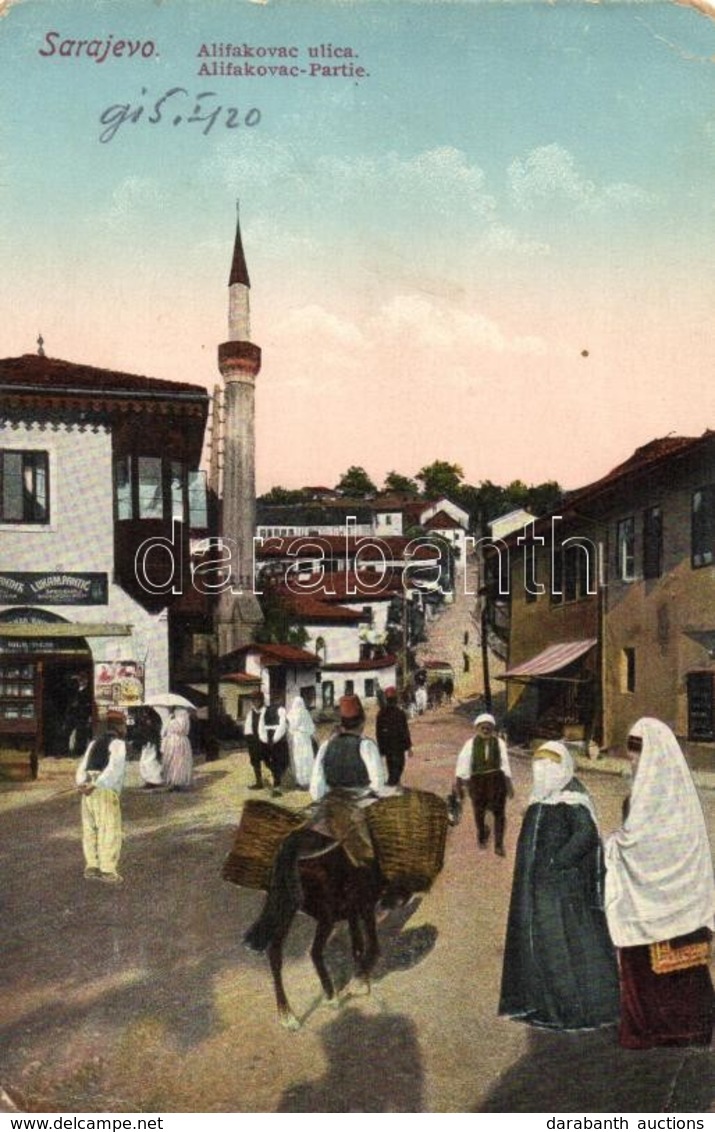 T3 Sarajevo, Alifakovac Ulica / Street With Minaret And Shops, People In Traditional Dress, Bosnian Folklore (EB) - Unclassified