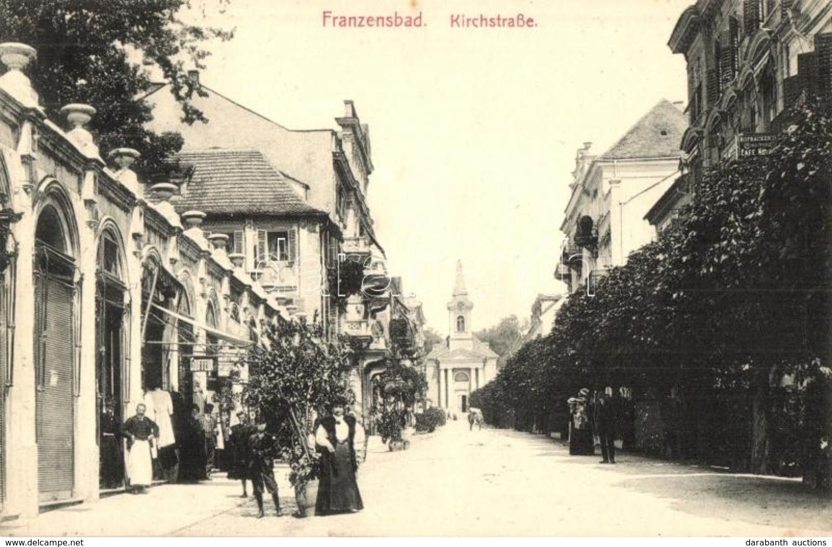 T2 Frantiskovy Lazne, Franzensbad; Kirchstrasse, Coiffeur / Street View With Hairdresser - Zonder Classificatie