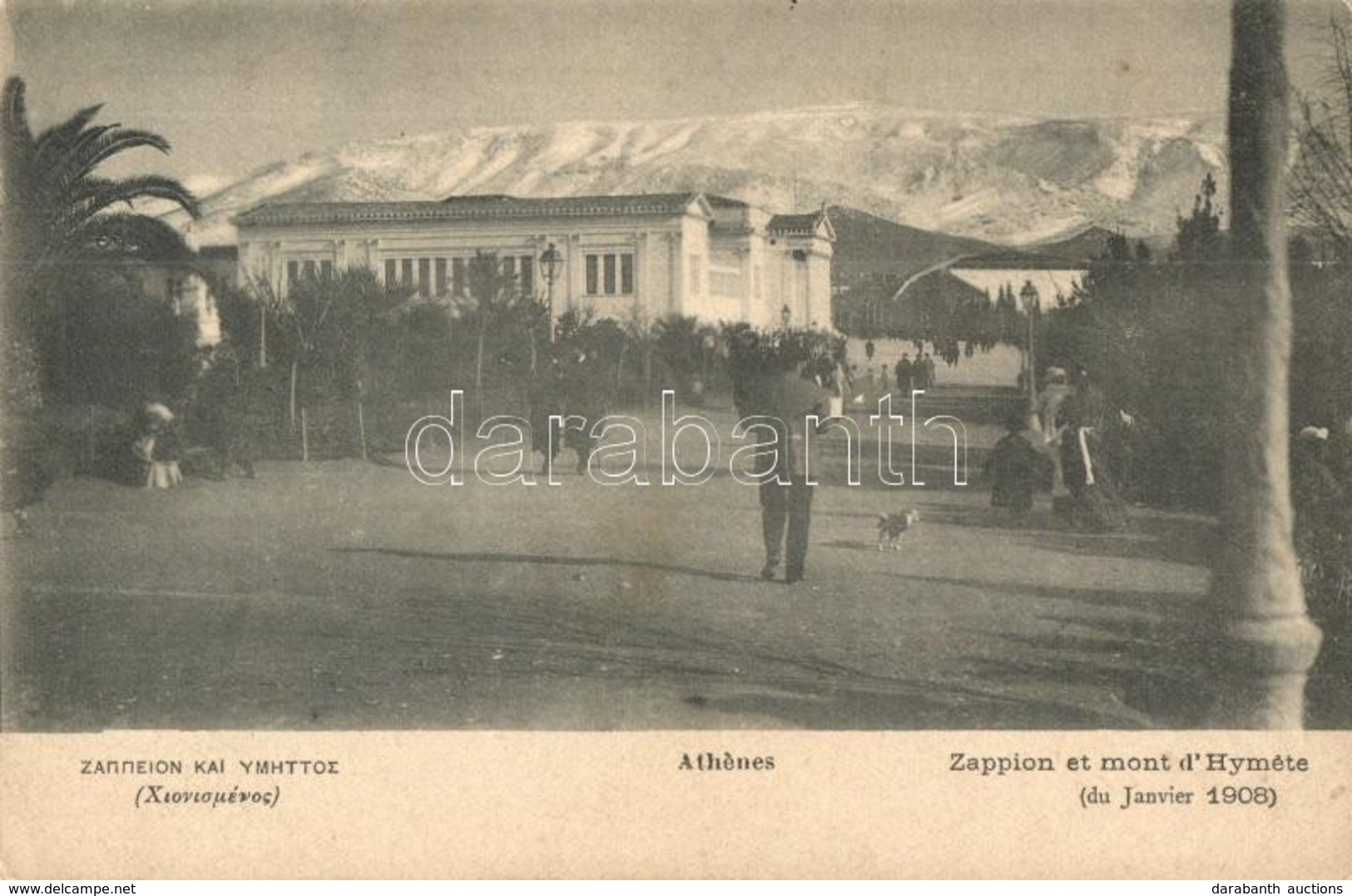 ** T2/T3 Athens, Athenes; Zappion Et Mont D'Hymete / Zappeion, Mount Hymettus, Street View In January 1908. Pallis & Cot - Non Classés