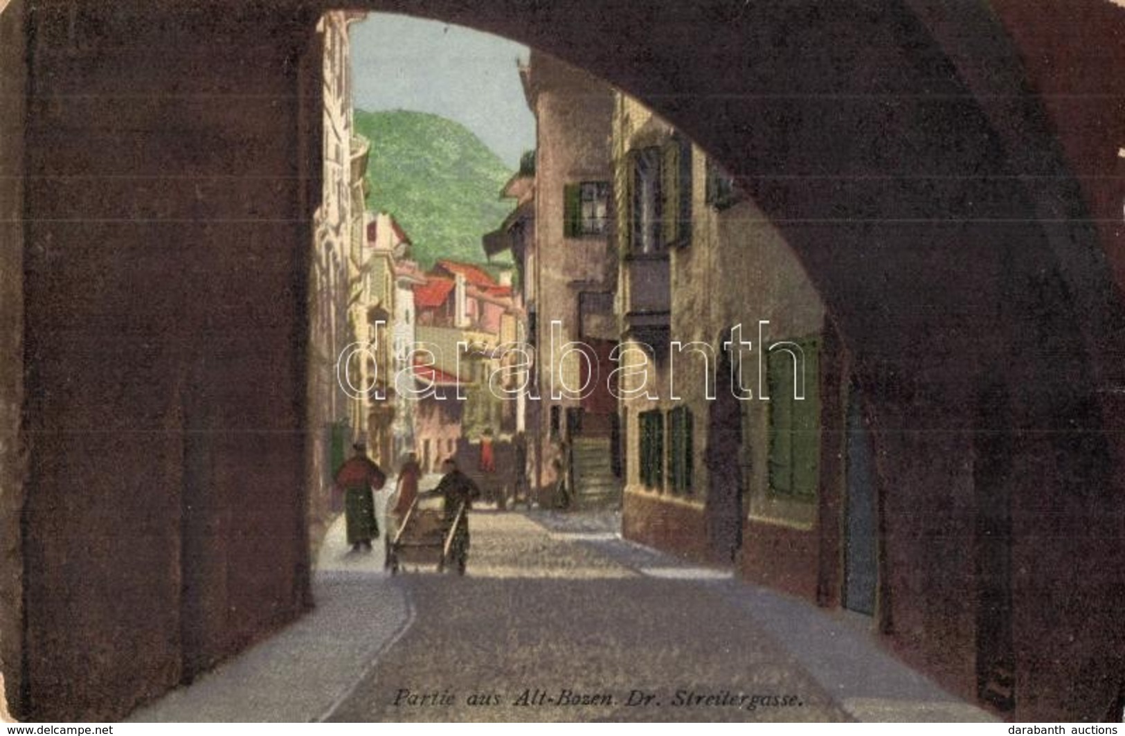 ** T2/T3 Bolzano, Bozen (Südtirol); Alt-Bozen, Dr. Streitergasse / Oldtown, Street View (worn Corners) - Zonder Classificatie