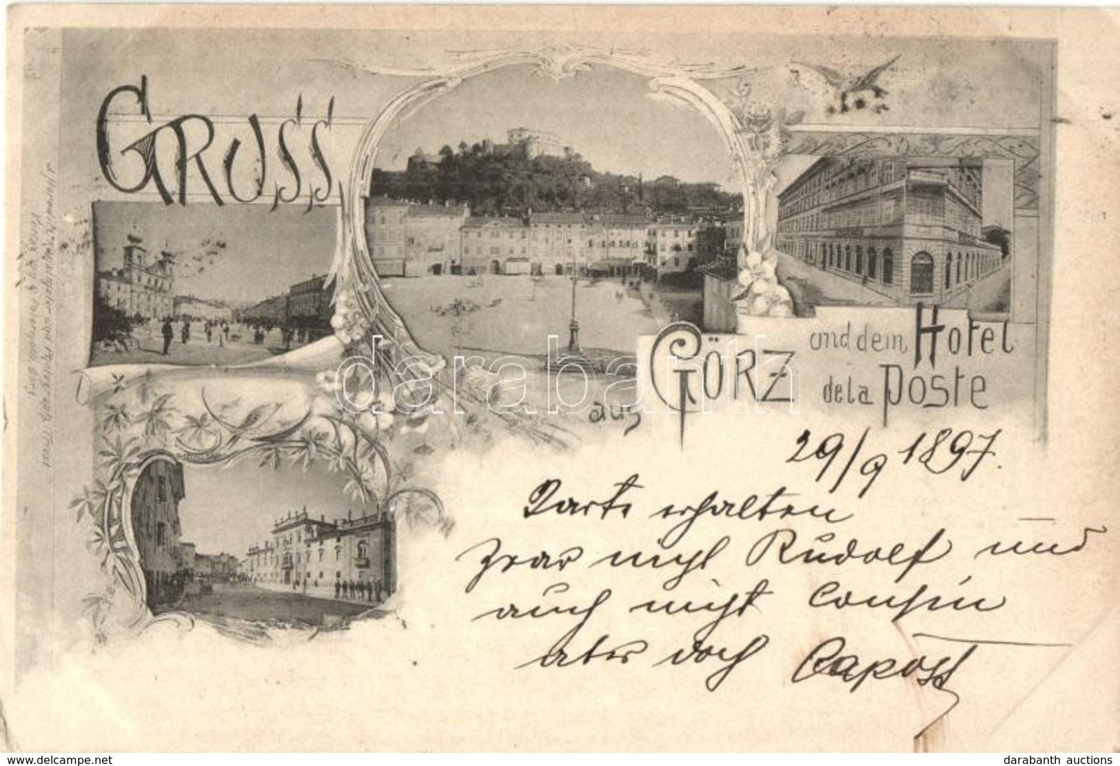 T2 1897 (Vorläufer!) Gorizia, Görz, Gorica; Hotel De La Poste. Art Nouveau, Floral - Zonder Classificatie