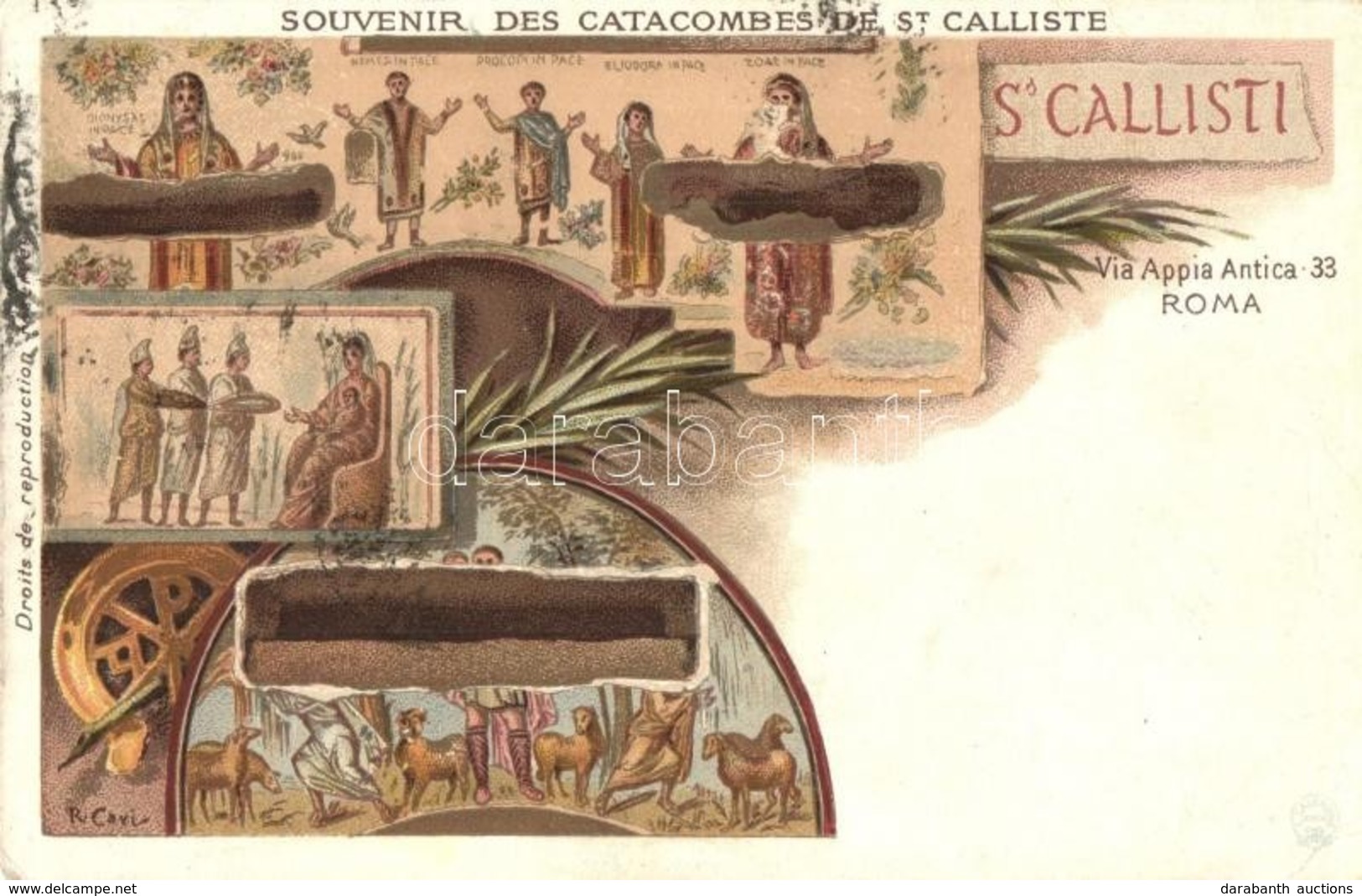 * T2/T3 Roma, Rome; Via Appia Antica 33. Catacombs Of St. Callixtus. Litho (EK) - Zonder Classificatie