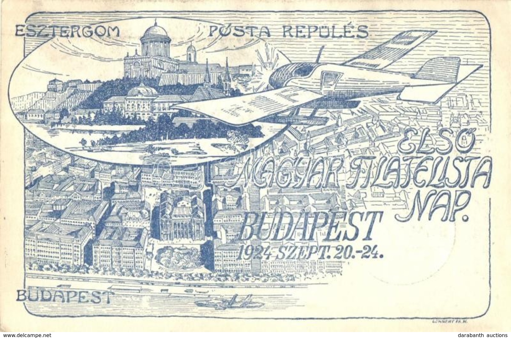 * T2/T3 1924 Budapest-Esztergom, Első Magyar Filatelista Nap, Posta Repülés / First Hungarian Philatelist Day, Post Flig - Zonder Classificatie