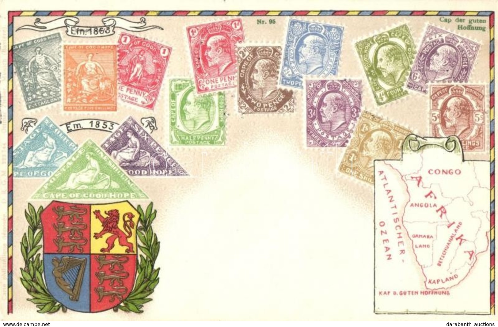 T2/T3 Cap Der Guten Hoffnung - Stamps From Cape Of Good Hope, Coat Of Arms, Map. Carte Philatélique Ottmar Zieher No. 95 - Zonder Classificatie