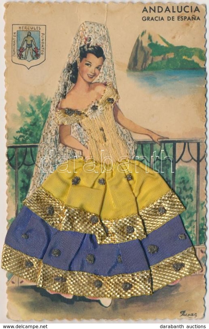 * T3/T4 Andalucia, Gracia De Espana / Spanish Folklore, Textile Card (fa) - Zonder Classificatie