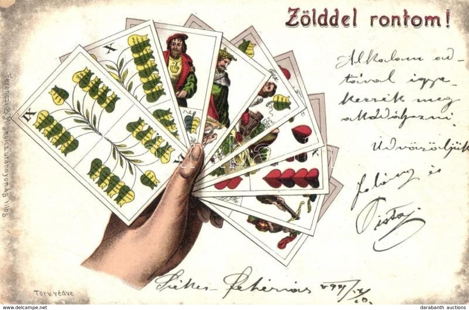 * T2/T3 1899 Zölddel Rontom! Magyar Kártyás Képeslap. Ferenczi B. Kiadása / Hungarian Cards, Litho (Rb) - Zonder Classificatie