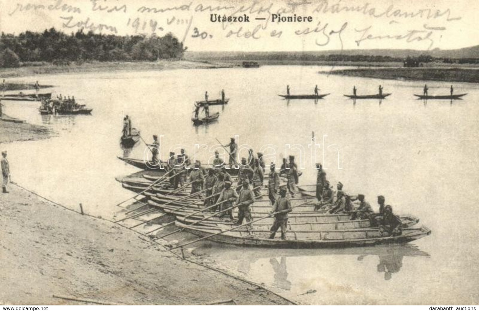 T2/T3 Osztrák-magyar Utászok Hajóhíd építése Közben / Pioniere / Austro-Hungarian K.u.K. Pioneers Building A Pontoon Bri - Zonder Classificatie