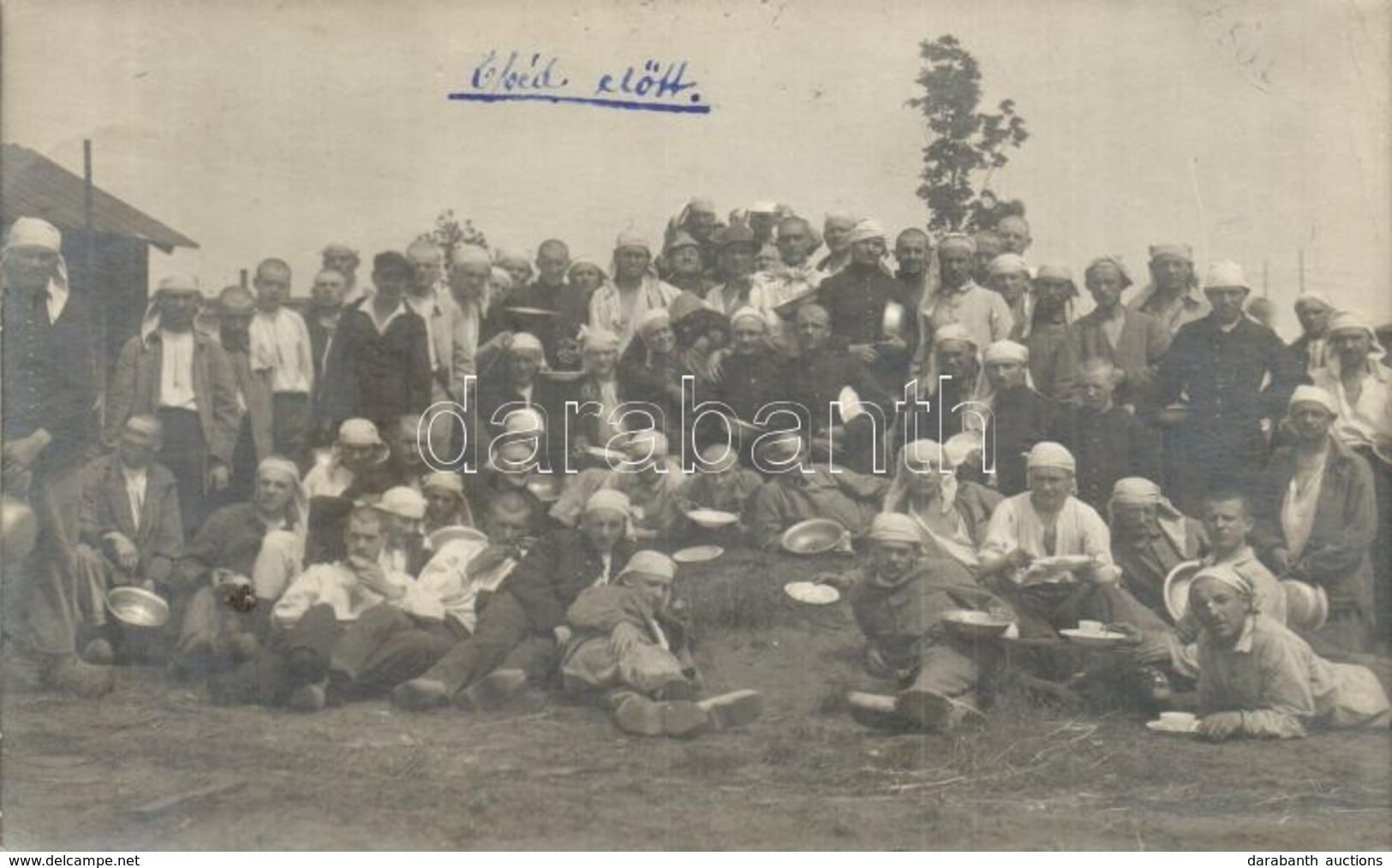 T2/T3 1920 Osztrák-magyar Katonák Ebéd Előtt Harderwijki Internálásuk Alatt / Austro-Hungarian Soldiers Before Lunch At  - Zonder Classificatie